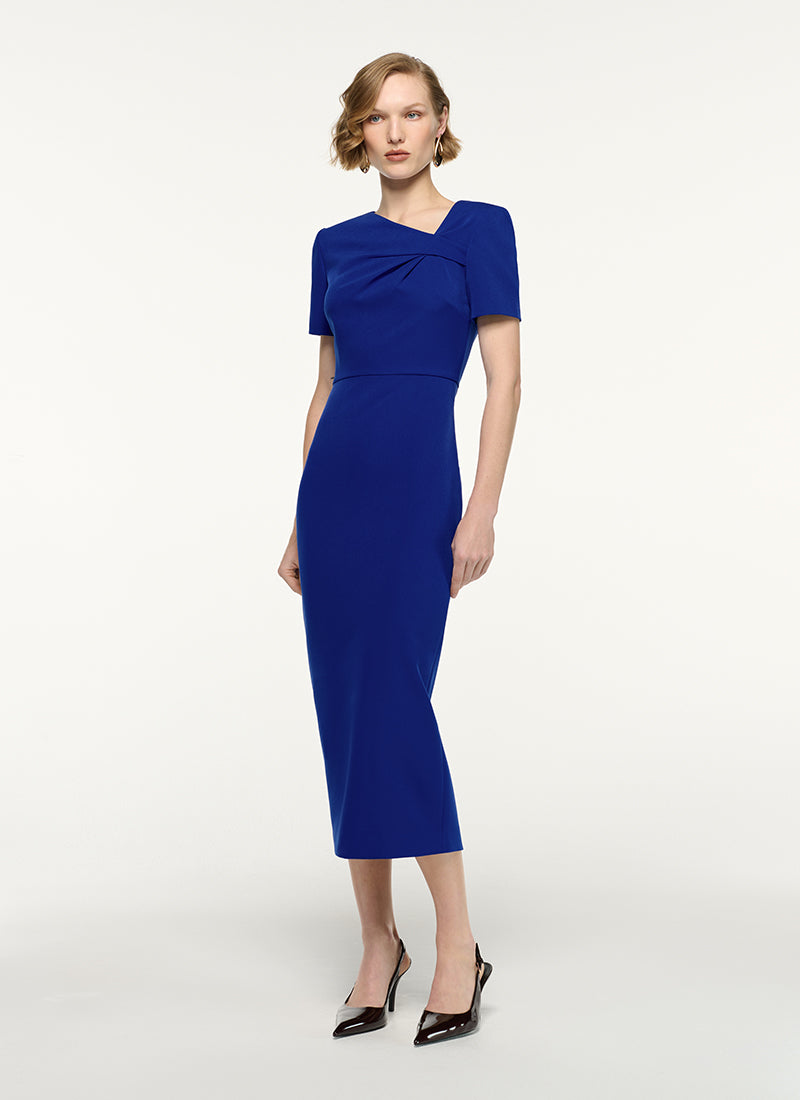 Roland Mouret Asymmetric Twist Drape Midi Dress