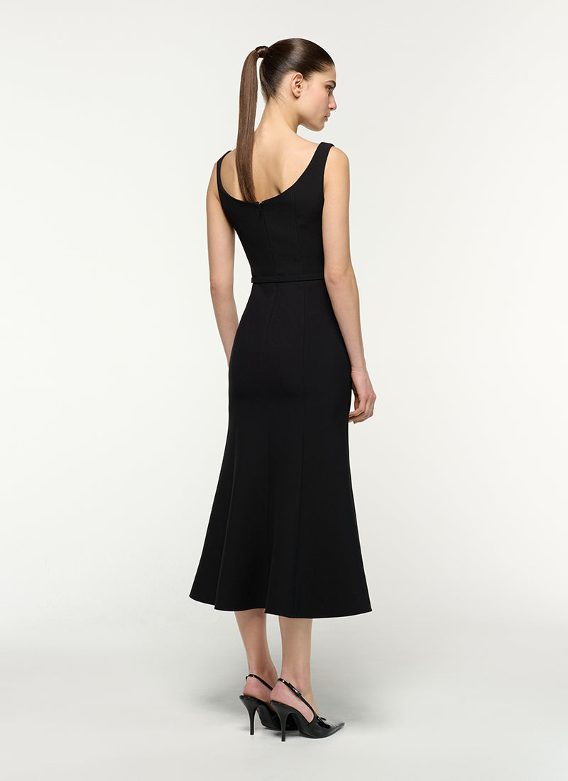 ROLAND MOURET Belted Fit And Flare Midi Dress