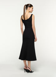 ROLAND MOURET Belted Fit And Flare Midi Dress