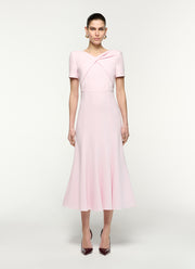Short Sleeve Twist Drape Midi Dress by Roland Mouret