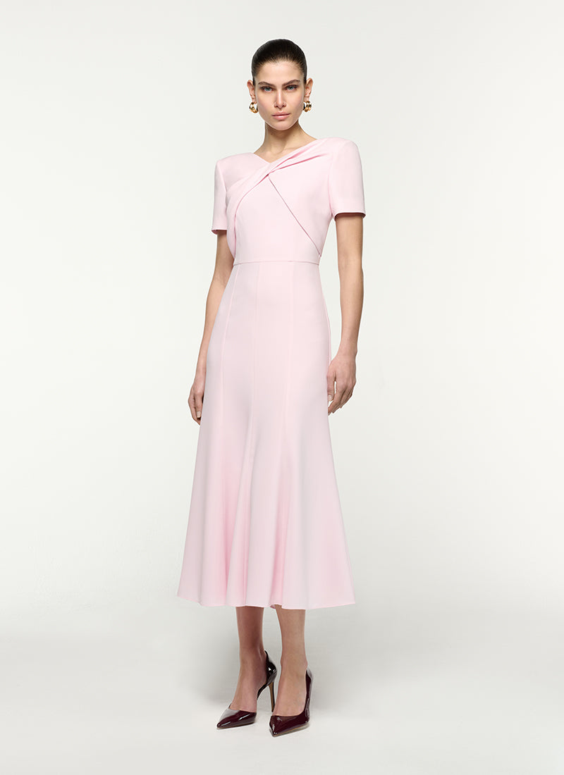 Short Sleeve Twist Drape Midi Dress by Roland Mouret