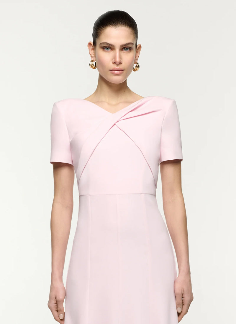 Short Sleeve Twist Drape Midi Dress by Roland Mouret
