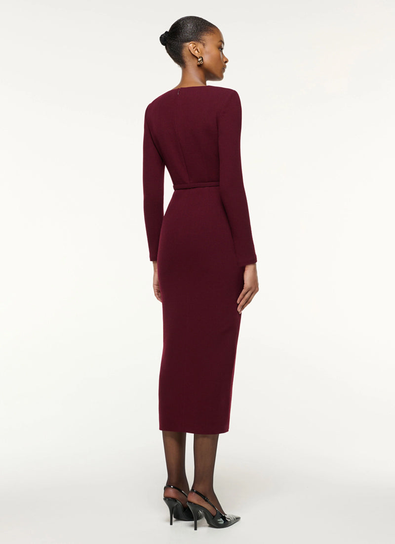 Sphere Pin Draped Wool Crepe Midi Dress by ROLAND MOURET at Andrews
