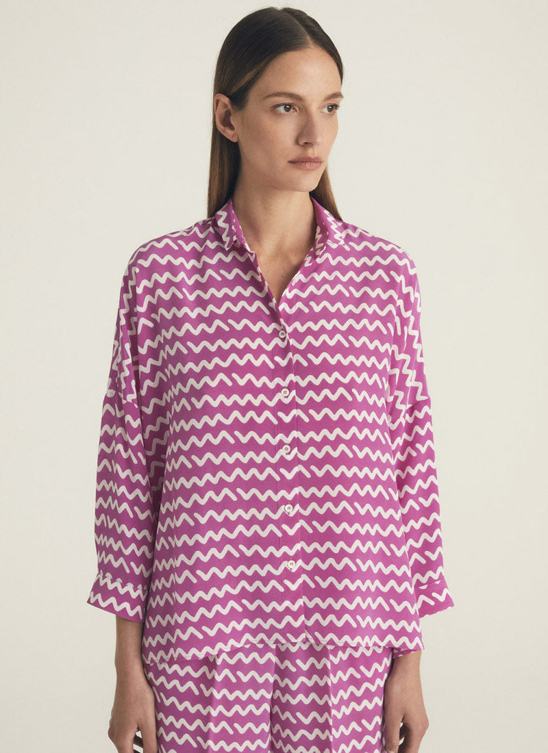 ROSSO35 Wave Print Shirt