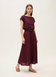 Cap Sleeve Linen Top Plum by Rosso35