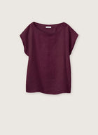 Cap Sleeve Linen Top Plum by Rosso35