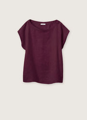 Cap Sleeve Linen Top Plum by Rosso35
