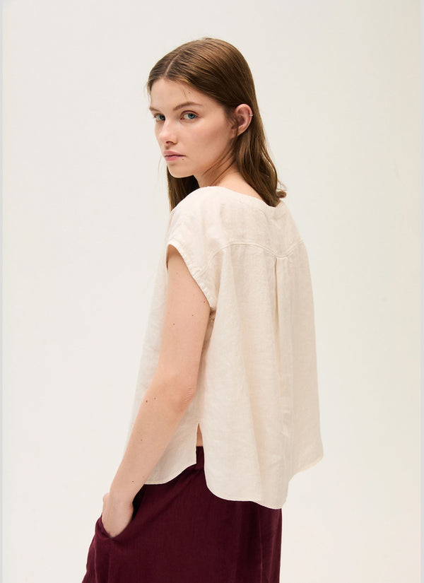 Rosso35 Cap Sleeve Linen Top