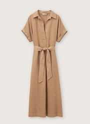 Linen Belted Midi Dress by Rosso35