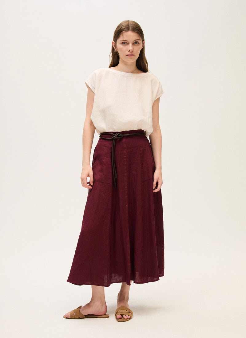 Linen Midi Skirt by Rosso35