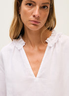 Rosso35 Ruffle Collar Linen Blouse