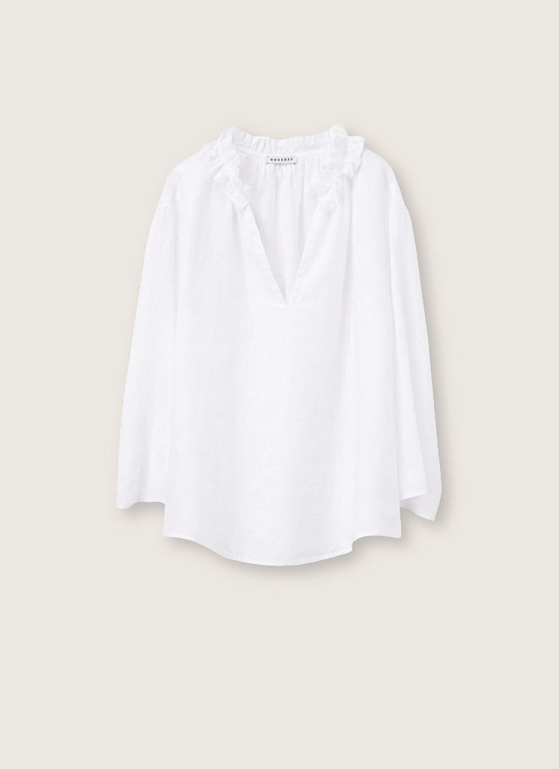 Ruffle Collar Linen Blouse by Rosso35