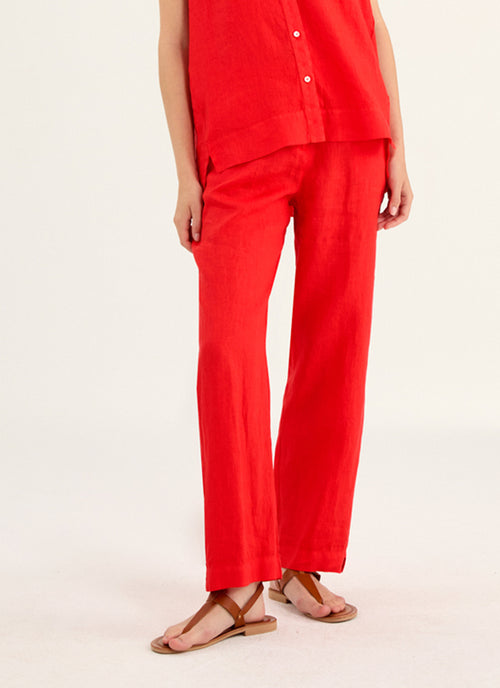Rosso35 Pull On Linen Pants
