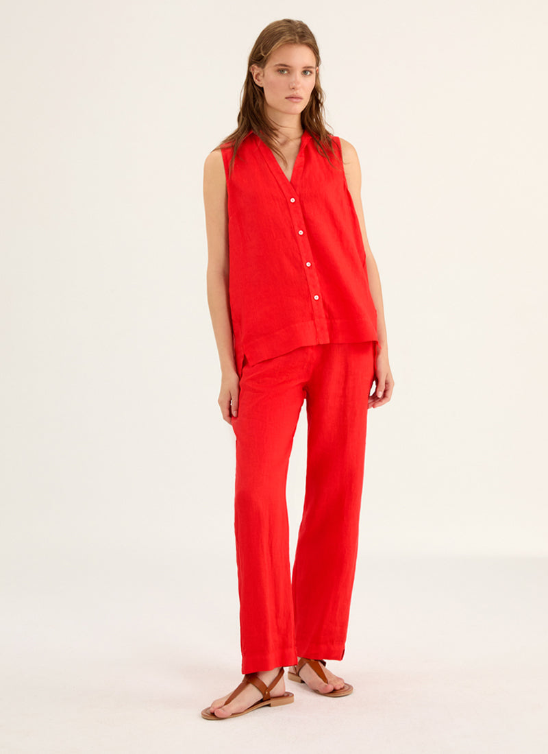 Rosso35 Pull On Linen Pants