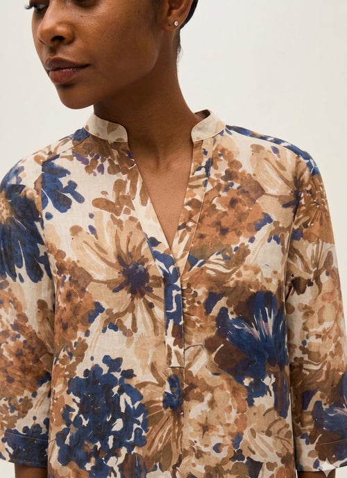 Printed Cotton Voile Tunic Top by Rosso35