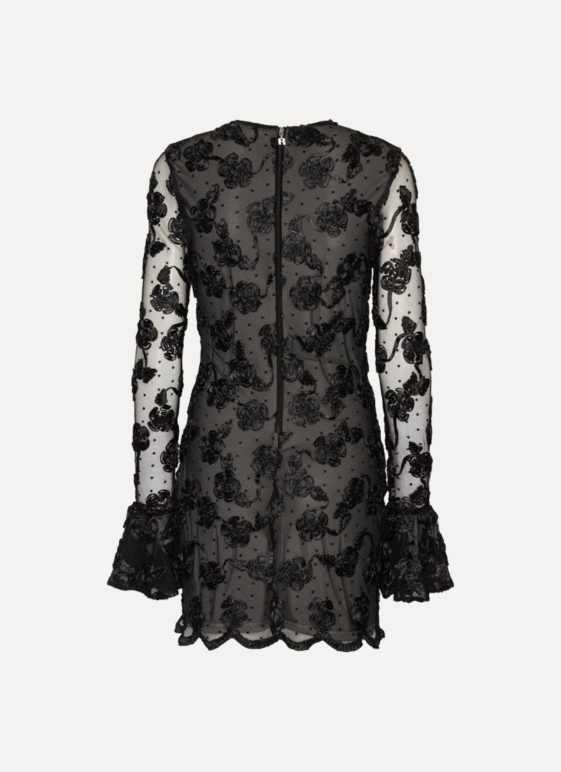  Flower Mesh Long Sleeve Mini Dress by ROTATE at Andrews 