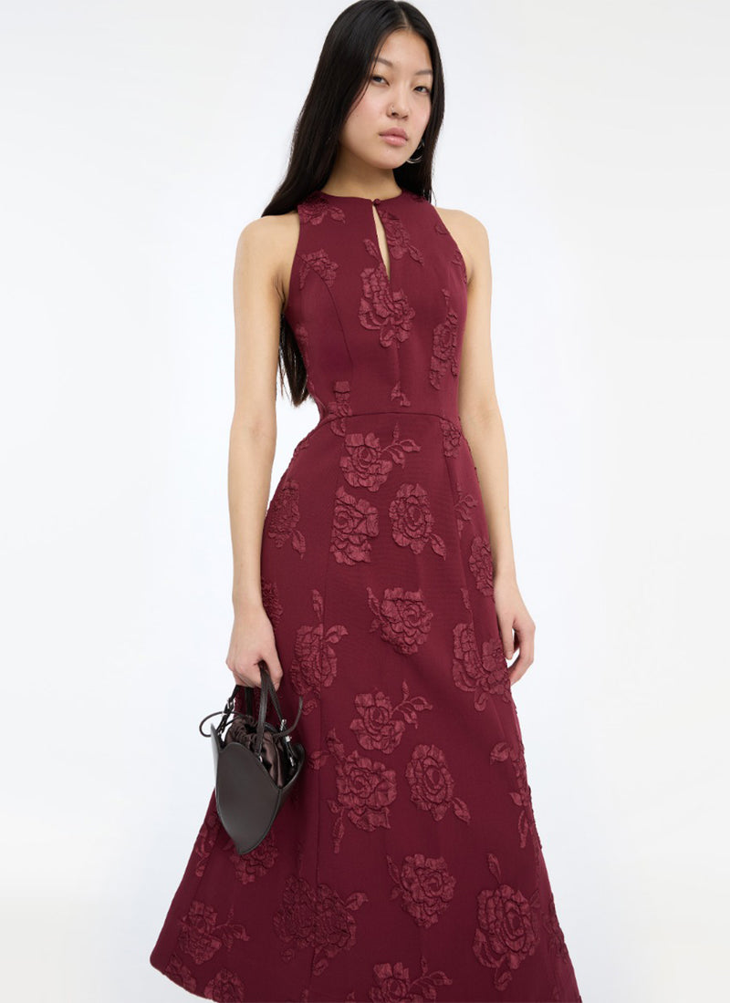 ROTATE Jacquard Flared Dress