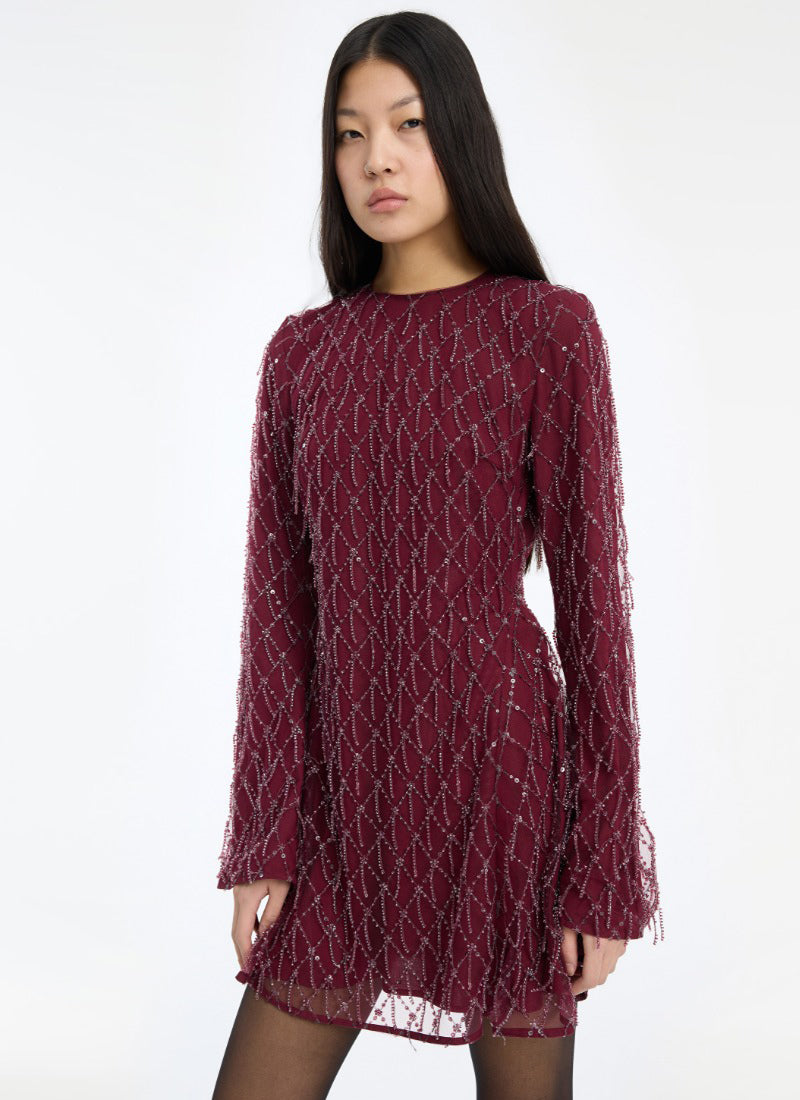 ROTATE Sequins Mini Flared Dress