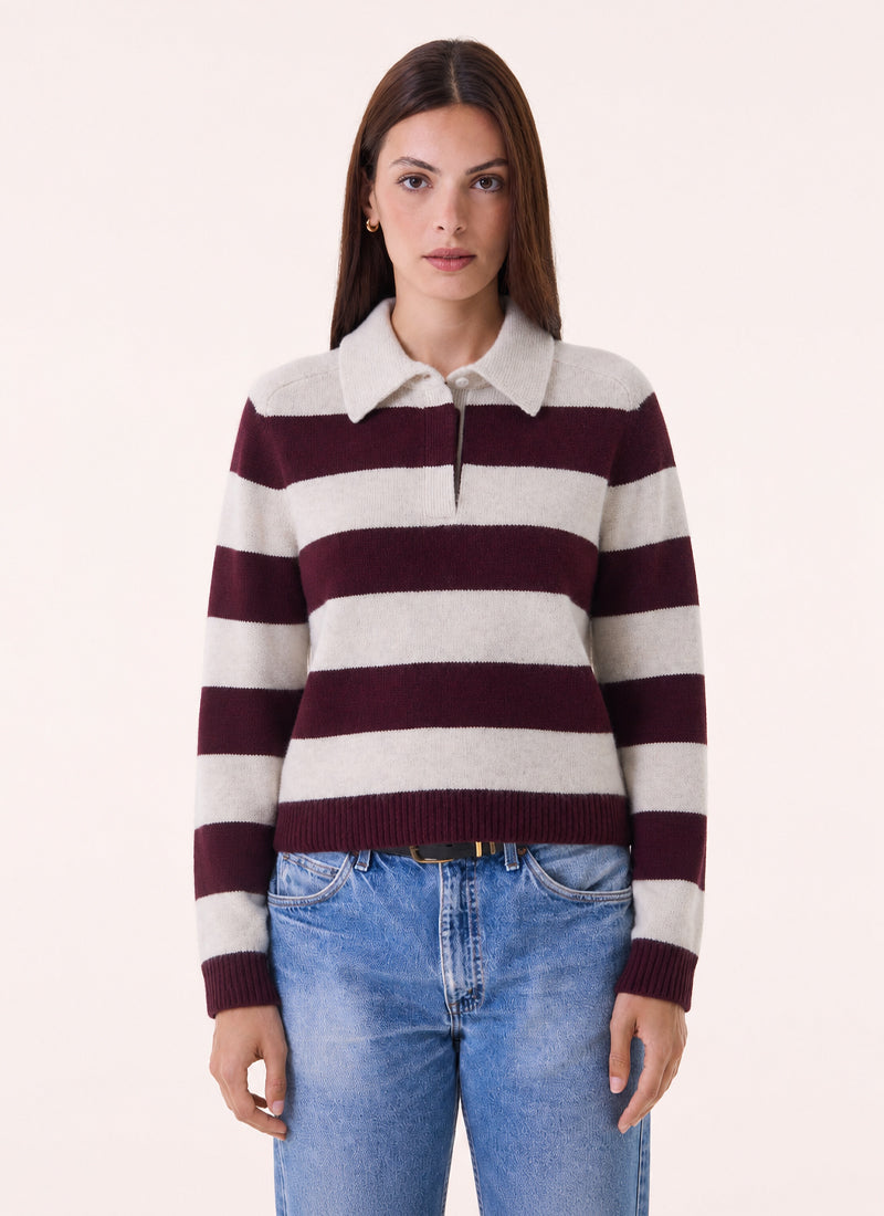 Royce Stripe Cashmere Polo Sweater