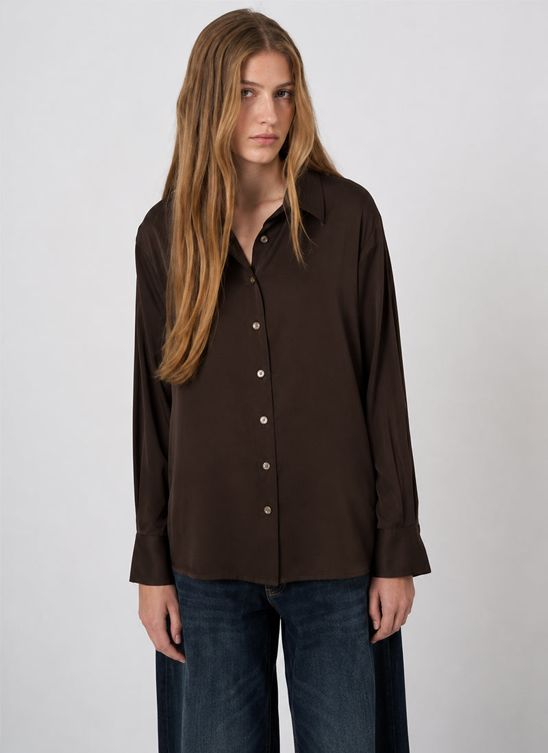  Long Sleeve Silk Button Up Blouse by REPEAT Cashmere at Andrews 