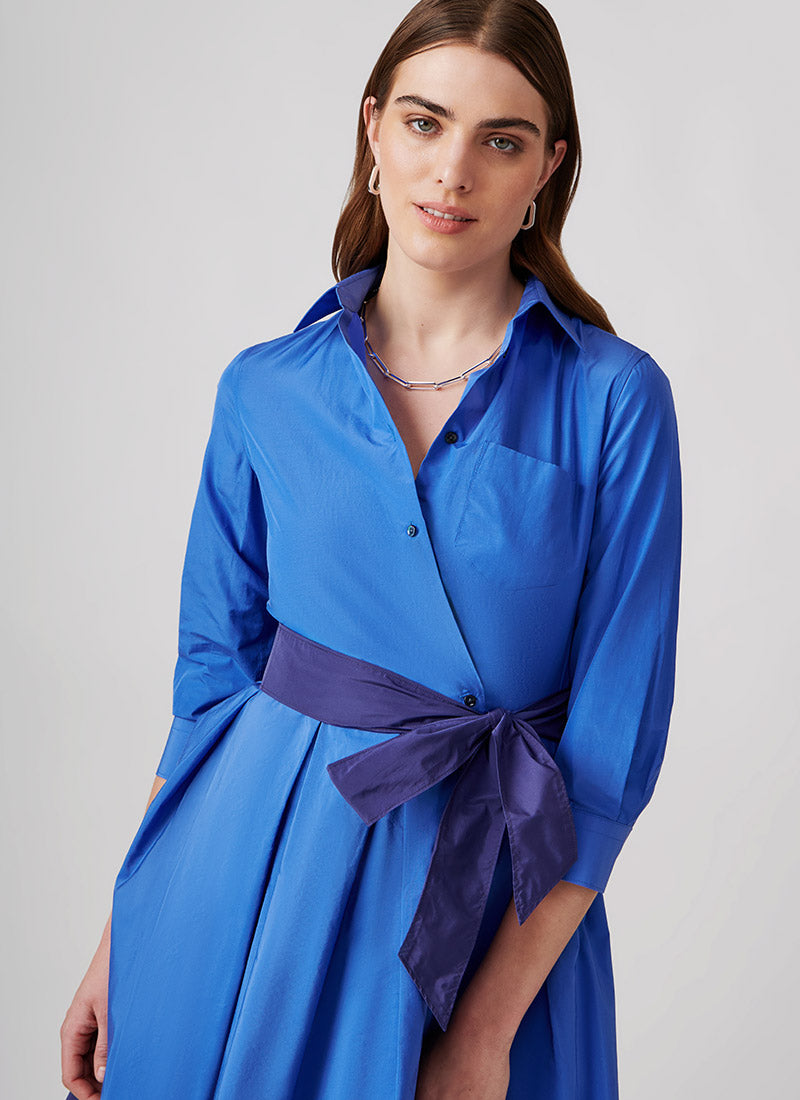 Sara Roka Two-Tone Shirt Dress with Belt