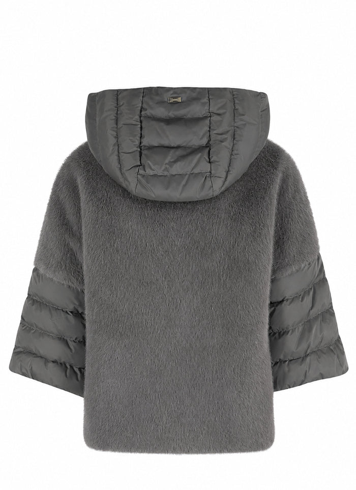Herno Satin Short Sleeve Faux Fur Jacket