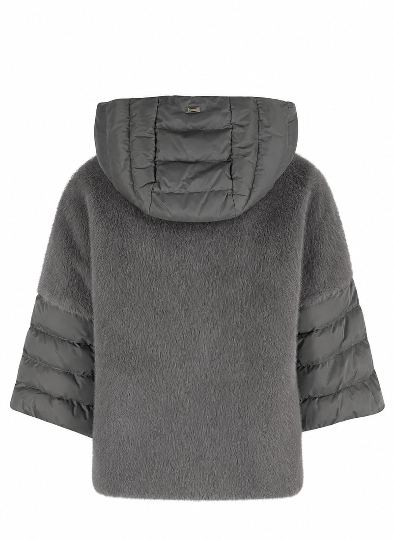 Herno Satin Short Sleeve Faux Fur Jacket