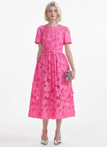 Pink Cotton Lace Midi Dress by Self Portrait | Andrews