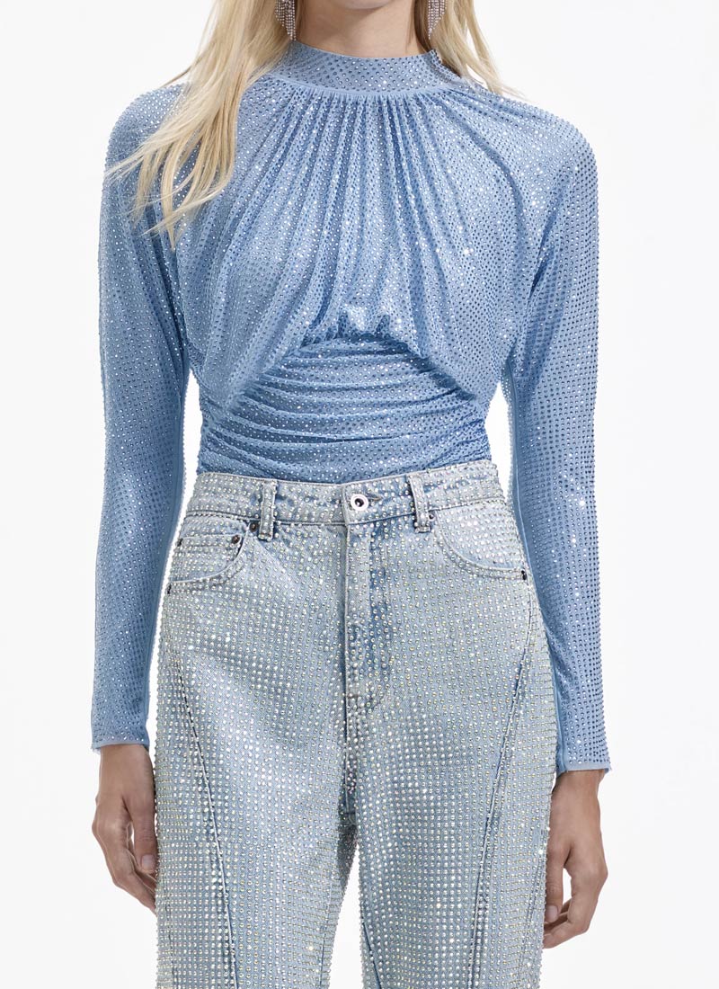 Self-Portrait Rhinestone Mesh Top