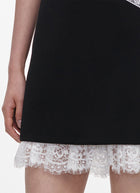 self-portrait Black Crepe Bow Lace Mini Dress