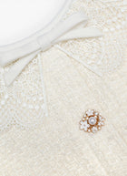Self Portrait Cream Boucle Lace Trim Mini Dress