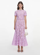 self-portrait Lilac Lace Midi Dress