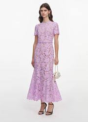 self-portrait Lilac Lace Midi Dress