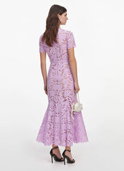 self-portrait Lilac Lace Midi Dress