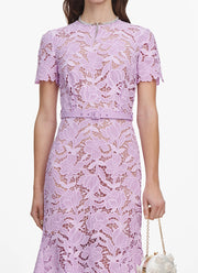 self-portrait Lilac Lace Midi Dress