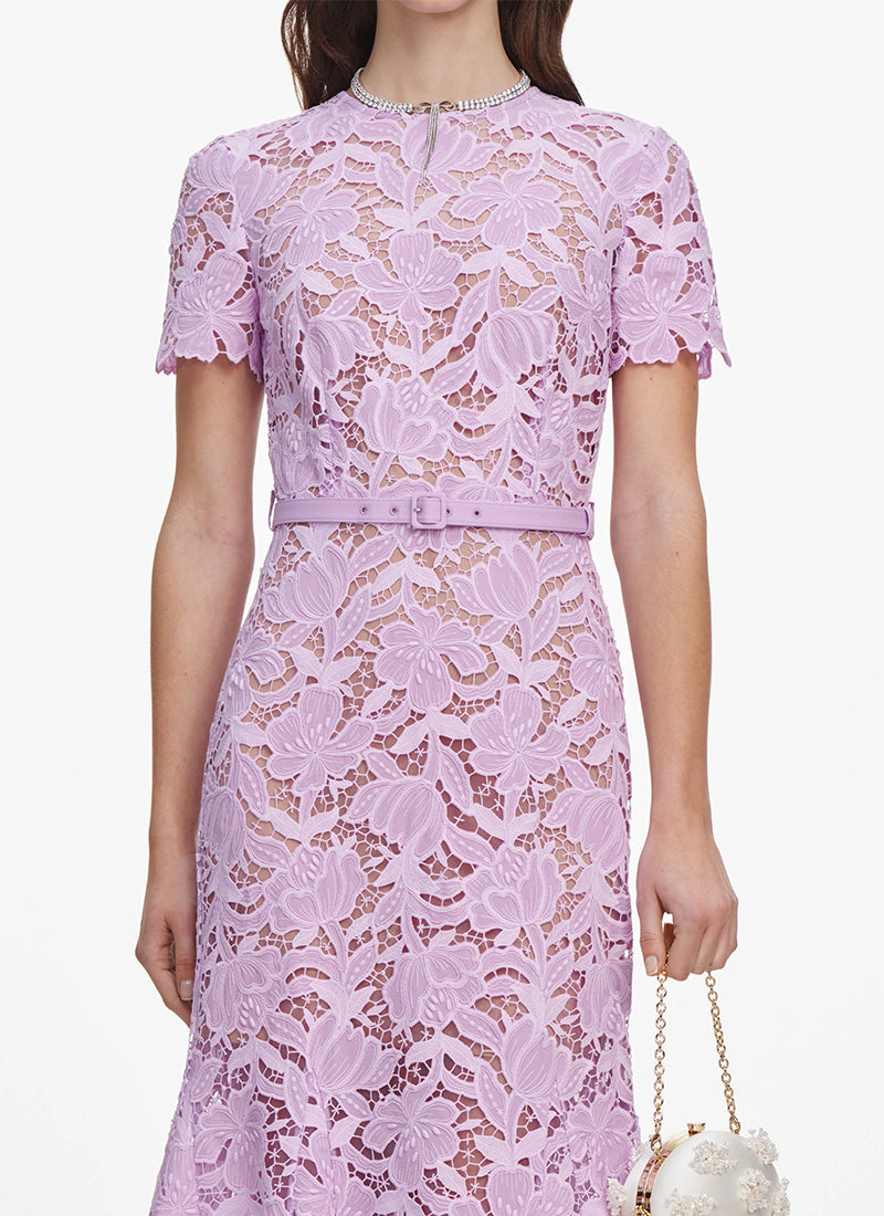 self-portrait Lilac Lace Midi Dress
