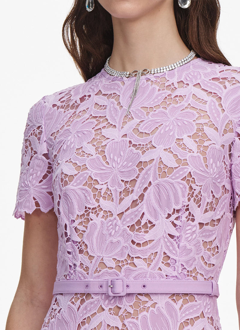 self-portrait Lilac Lace Midi Dress