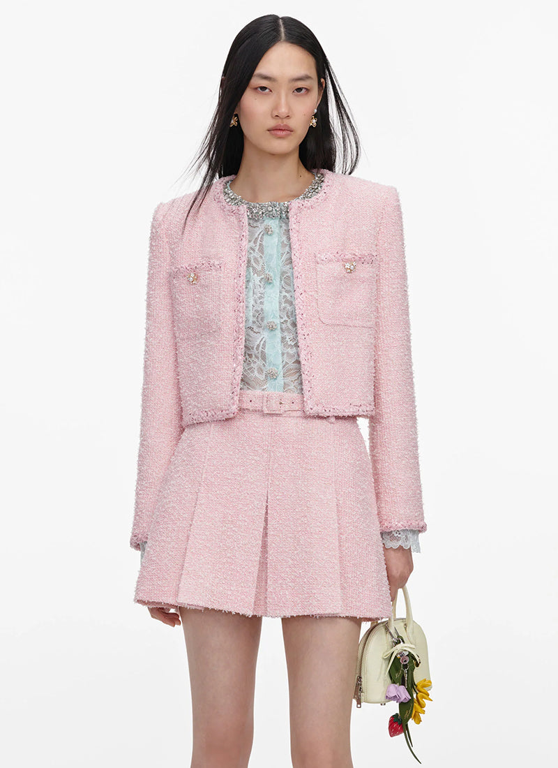 Pink Boucle Jacket by Self Portrait