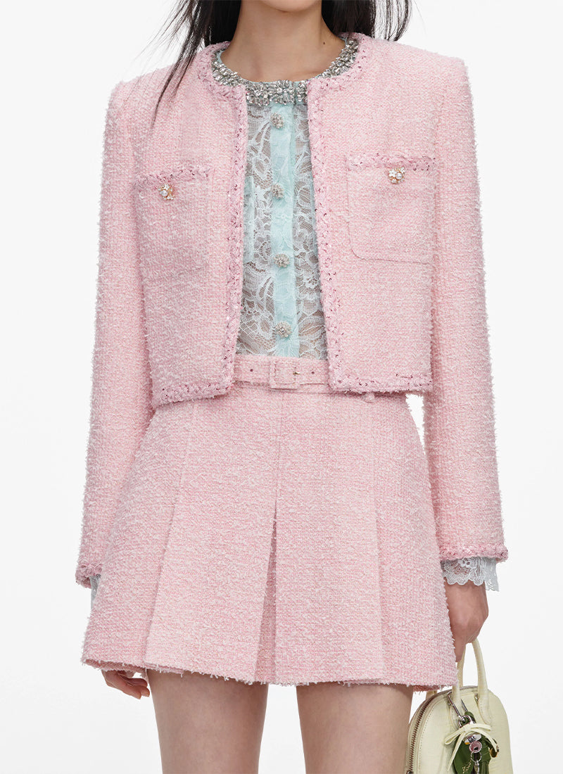 Pink Boucle Jacket by Self Portrait