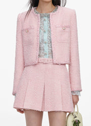 self-portrait Pink Boucle Jacket