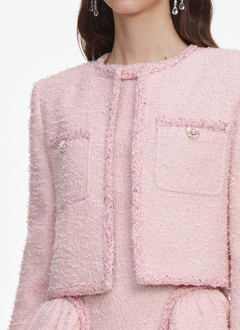 Pink Boucle Jacket by Self Portrait
