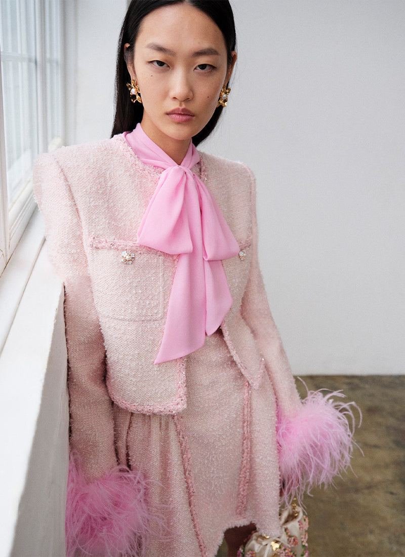 Pink Boucle Jacket by Self Portrait