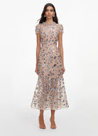 self-portrait Silver Sequin Embellished Midi Dress