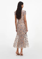self-portrait Silver Sequin Embellished Midi Dress