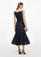 Navy Spiral Lace Midi Dress