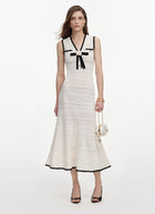 Self Portrait White Pointelle Knit Midi Dress