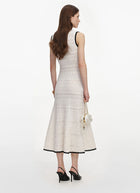 Self Portrait White Pointelle Knit Midi Dress