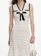 Self Portrait White Pointelle Knit Midi Dress