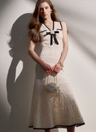 Self Portrait White Pointelle Knit Midi Dress