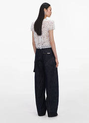 self-portrait White Tulle Lace Top